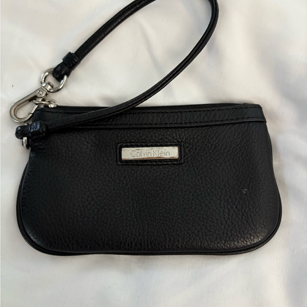 Calvin Klein Black Textured Wristlet